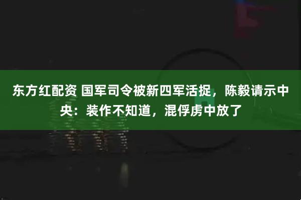 东方红配资 国军司令被新四军活捉,陈毅请示中央:装作不知道,混俘虏中放了